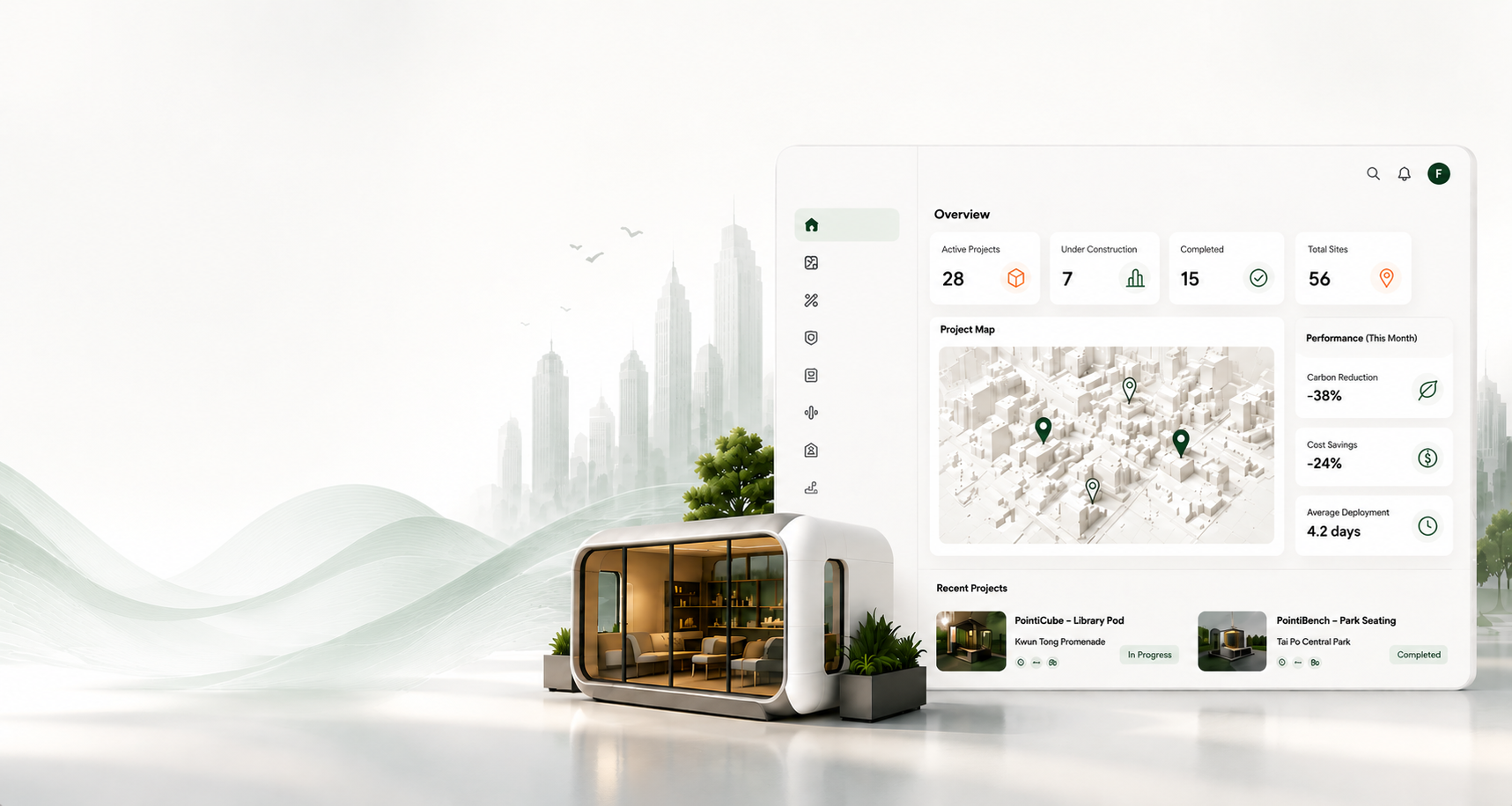 Pointi Metrics dashboard connected to a PointiCube micro architecture